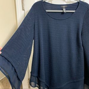 Navy Poncho Style Sweater